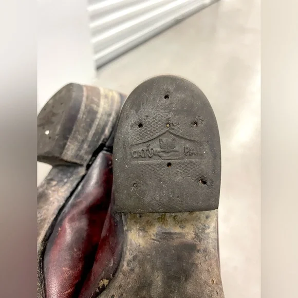 Men’s Vintage Lucchese Gavin Burgundy Red Cherry Cowboy Boots Western 11.5 B - Picture 7 of 10